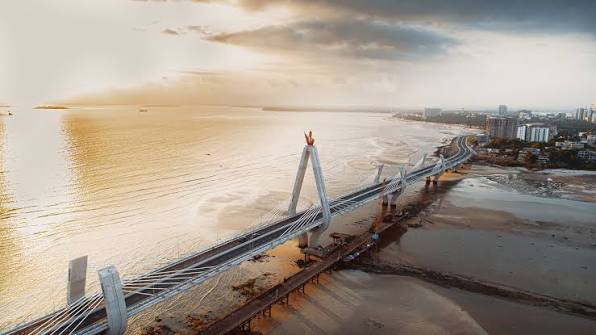 The Tanzanite Bridge in Dar es Salaam stretching across the coast